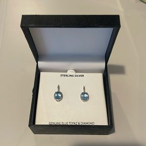 Blue Topaz and Diamond Earrings